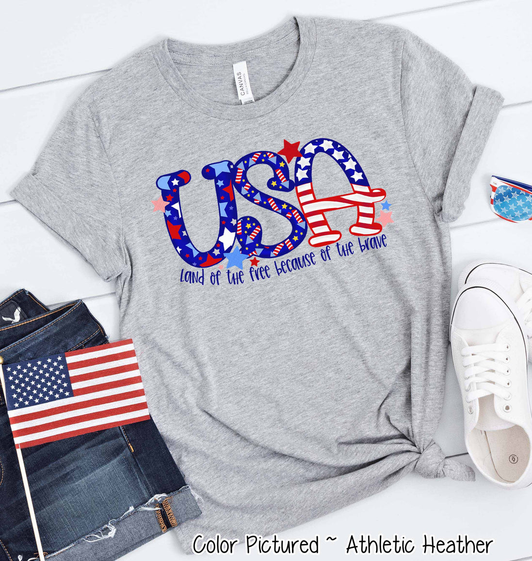 USA Land of the Free Patriotic Tee