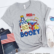 Red White and Boozy Monogram Funny Tee