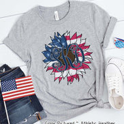 Patriotic Red White & Blue Sunflower Monogram Tee