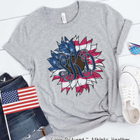 Patriotic Red White & Blue Sunflower Monogram Tee