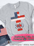 Watercolor American Flag Cross with Monogram Tee