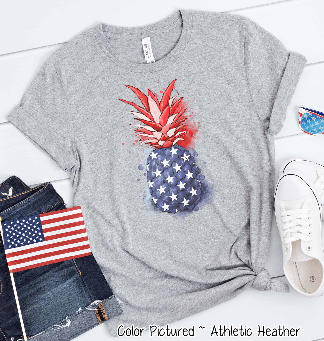 Pinapple Watercolor Patriotic Tee