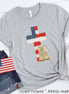 Watercolor American Flag Cross Tee with Military Boots