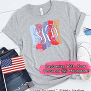Patriotic Brush Stroke Monogram Tee
