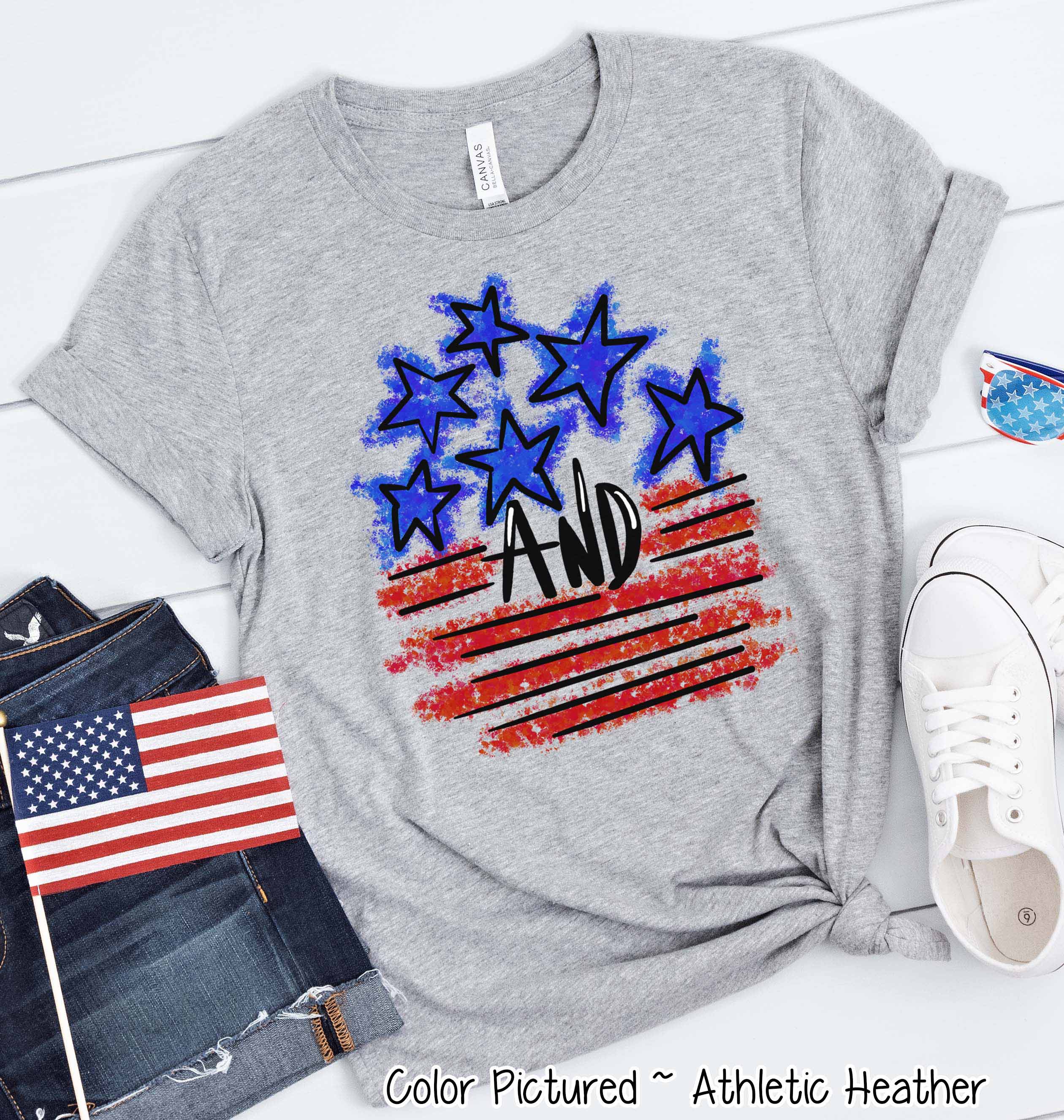 Stars & Stripes Watercolor Patriotic Tee