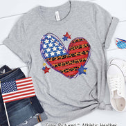 Flag Heart Leopard Patriotic Tee