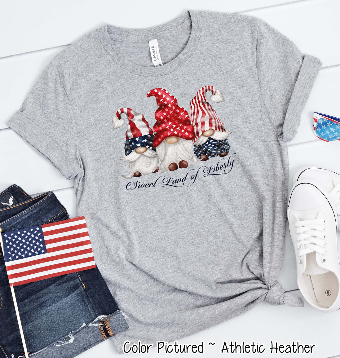 Gnome Sweet Land of Liberty Patriotic Tee