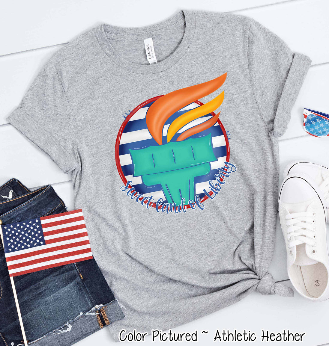 Sweet Land of Liberty Torch Patriotic Tee