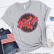 July 4th on Leopard Background Tee