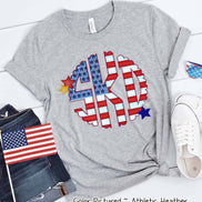 Big Monogram Scallop Patriotic  American Flag Tee
