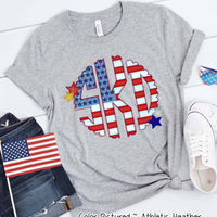 Big Monogram Scallop Patriotic  American Flag Tee