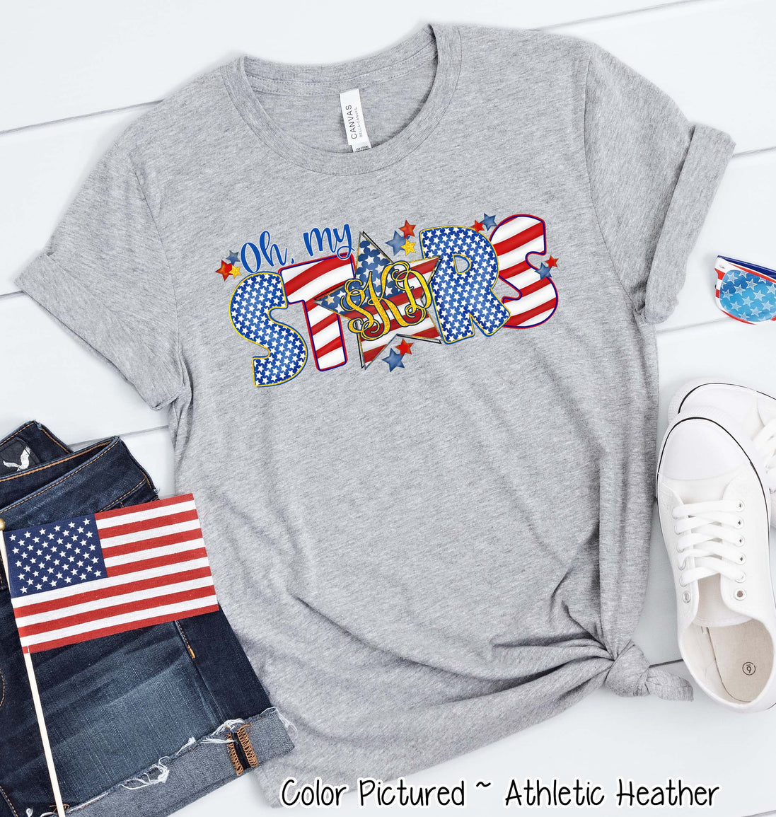 Oh My Stars Patriotic Monogram Tee