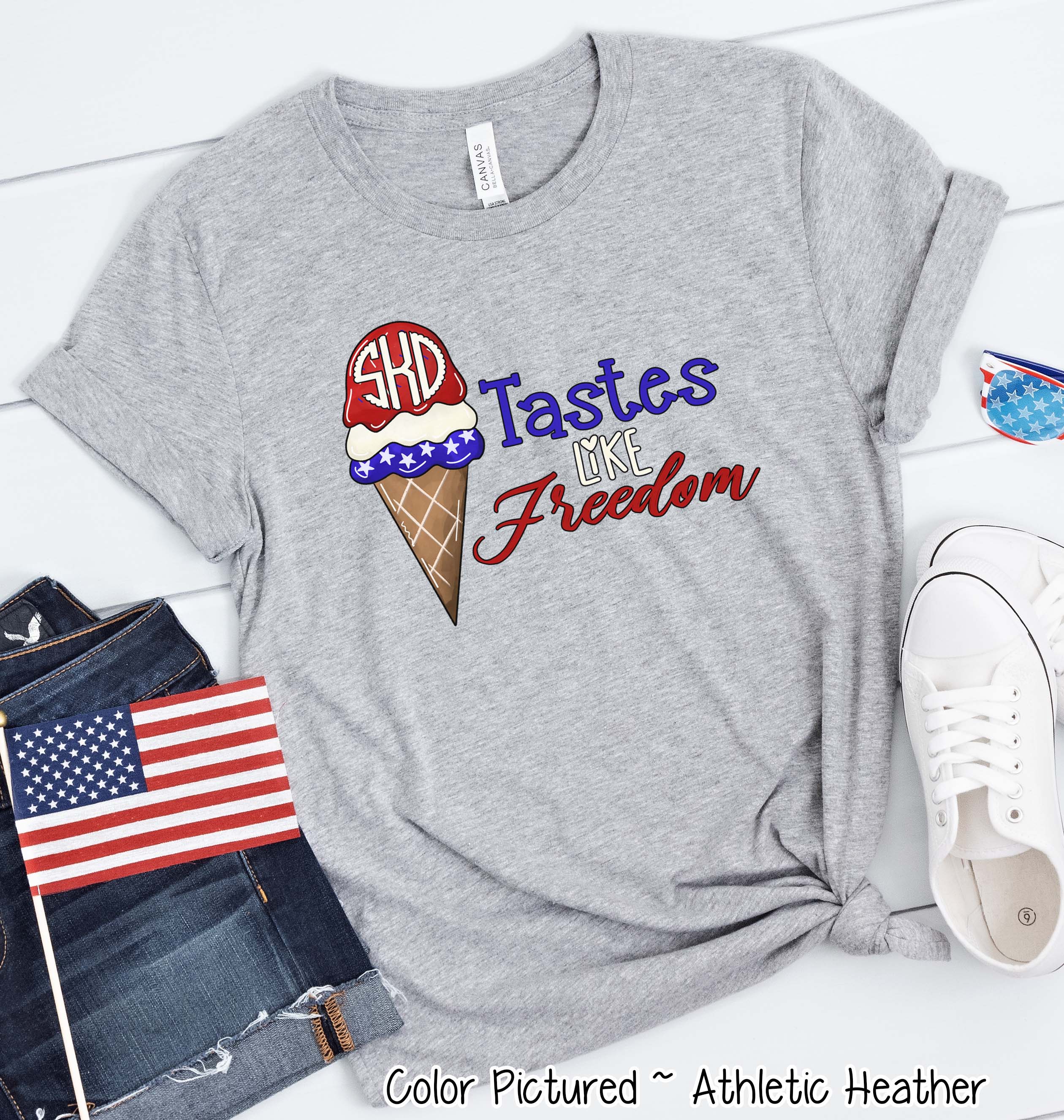 Tastes Like Freedom Ice Cream Monogram Tee