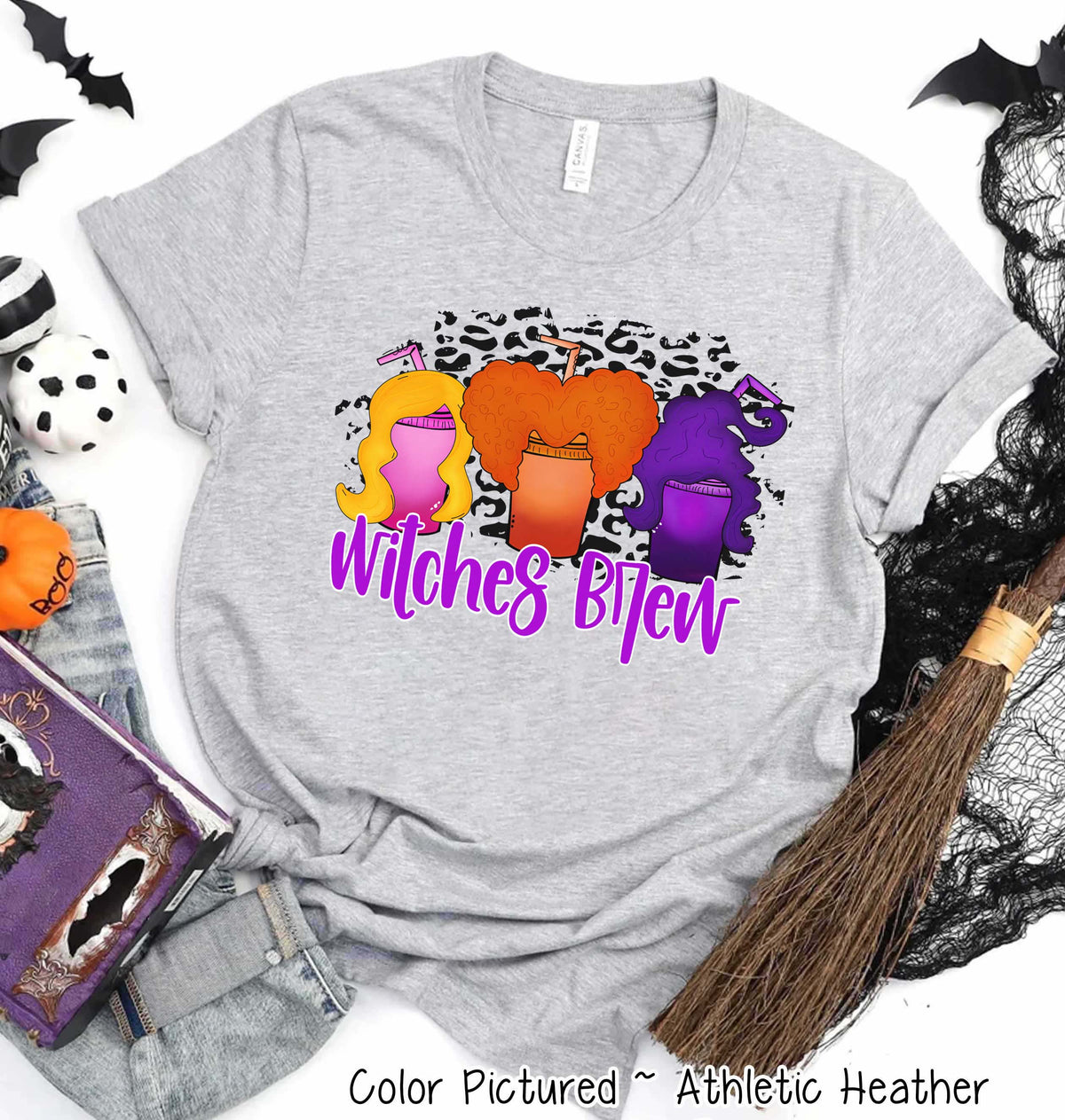 Hocus Pocus Witches Brew Coffee Leopard Halloween Tee