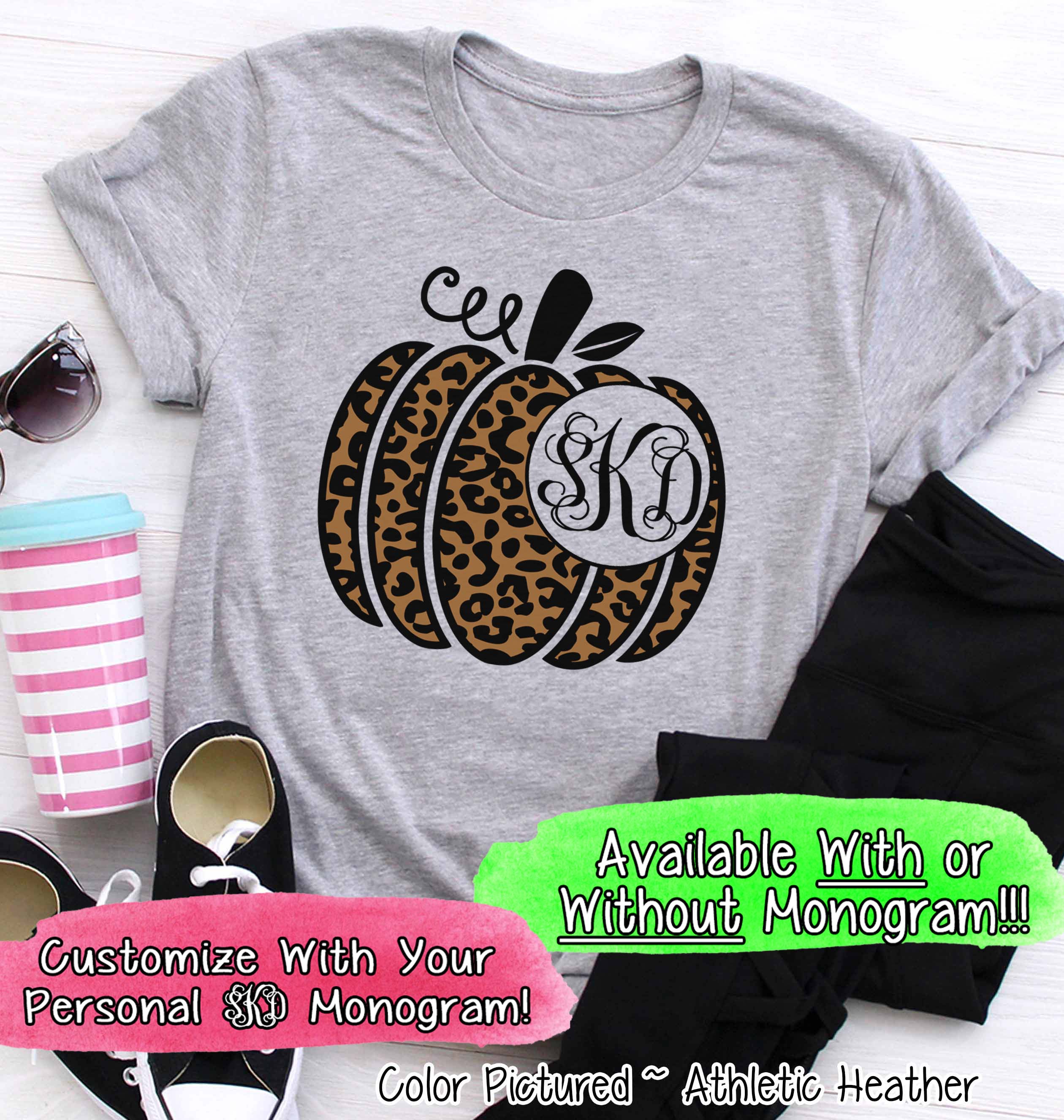 Leopard Pumpkin Monogram Tee