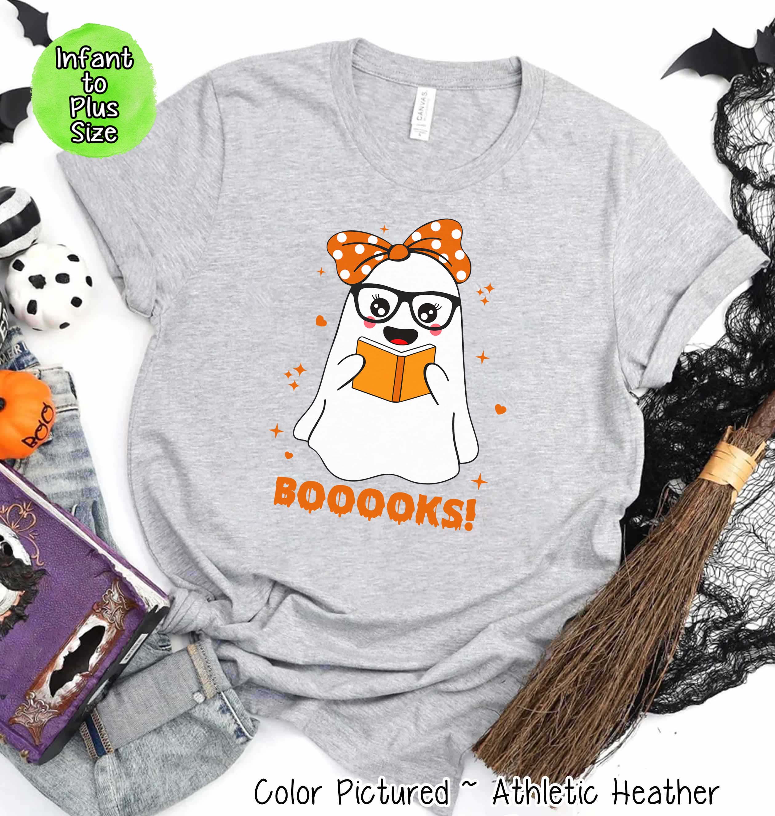 Booooooks Girl Ghost Halloween Tee