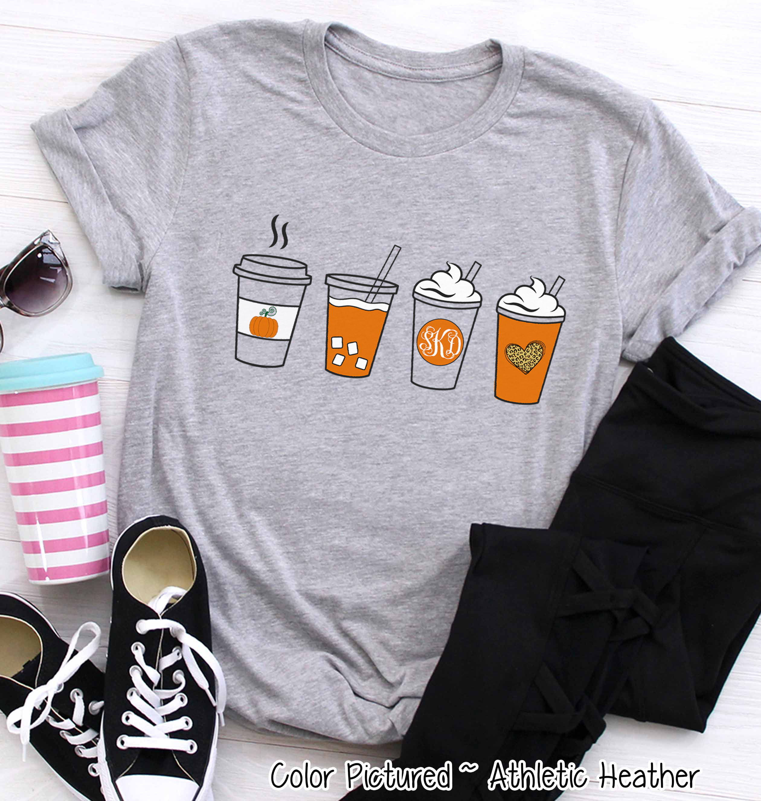 Pumpkin Spice Latte Drink Monogram Tee