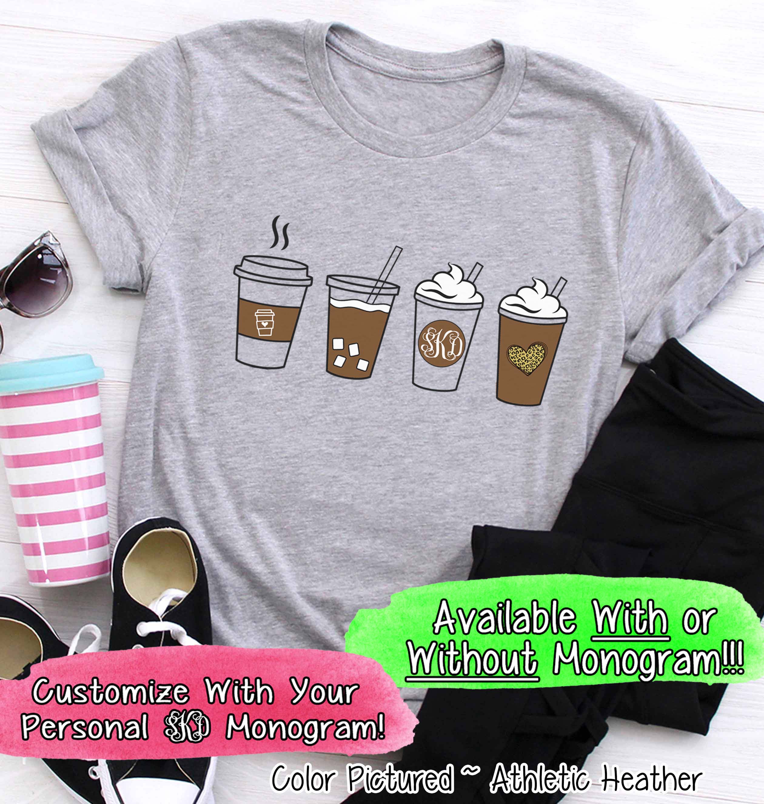 Fall Latte Drink Monogram Tee