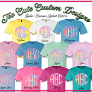 Pastel Tie Dye BIG Monogram Tee - Too Cute Custom Designs