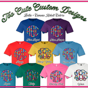 Primary Tie Dye BIG Monogram Tee - Too Cute Custom Designs