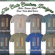 Custom Faded Patriotic Flag ~ Dad-Grandpa-Brother-Etc. Distressed Cream, Blue, Khaki Flag Tee
