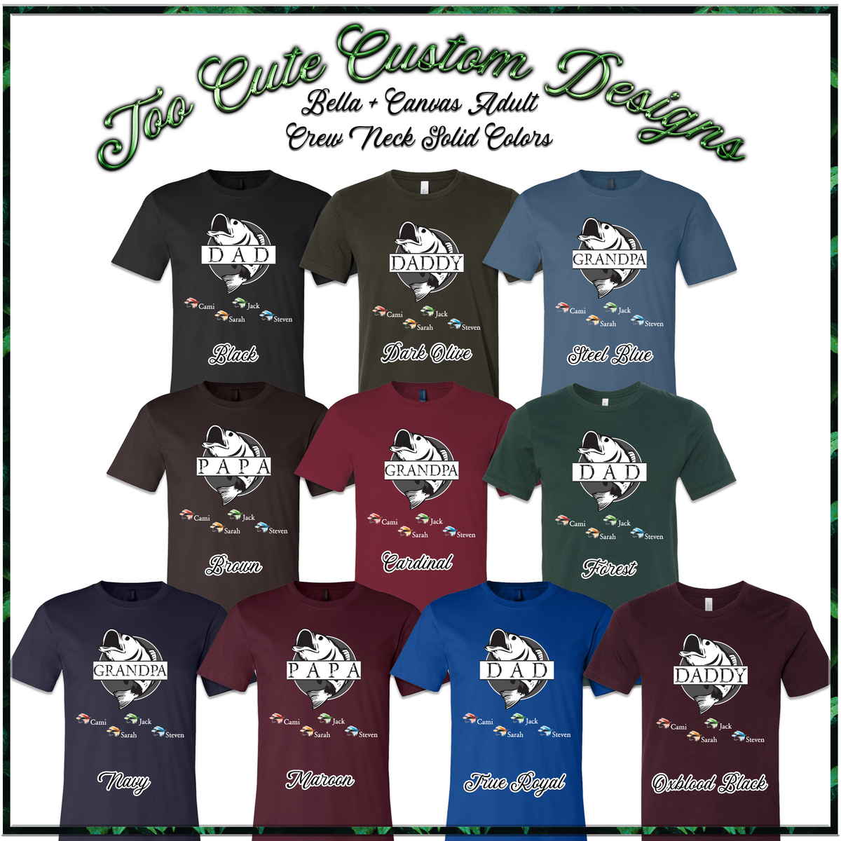 Custom Dad-Father-Papa-Grandpa Fish Tee - Too Cute Custom Designs