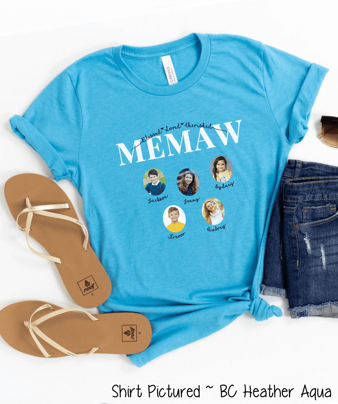 Personalized Memaw  Photo Shirt ~ Individual Grandkids Photos & Names - Too Cute Custom Designs
