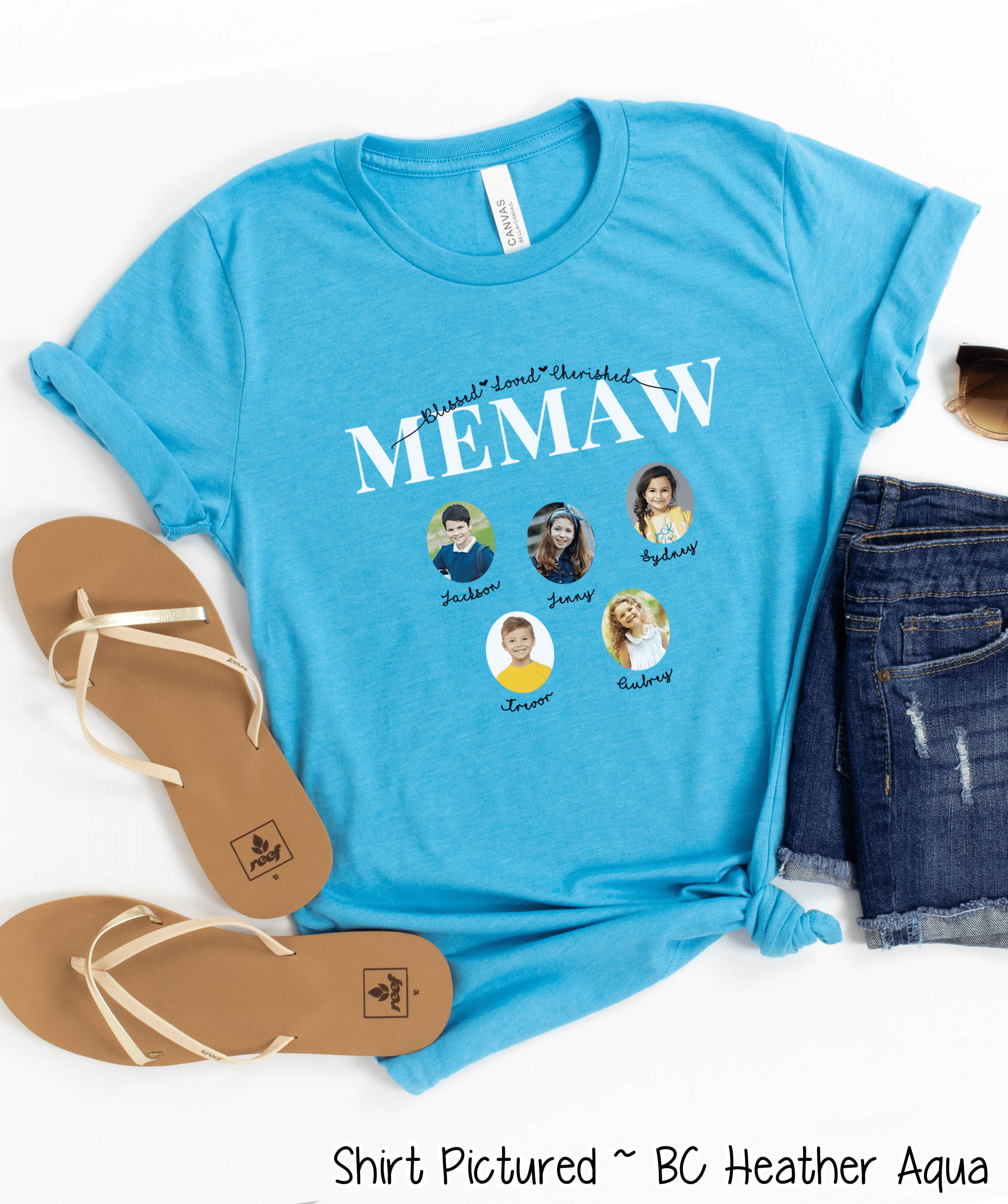 Personalized Memaw  Photo Shirt ~ Individual Grandkids Photos & Names - Too Cute Custom Designs