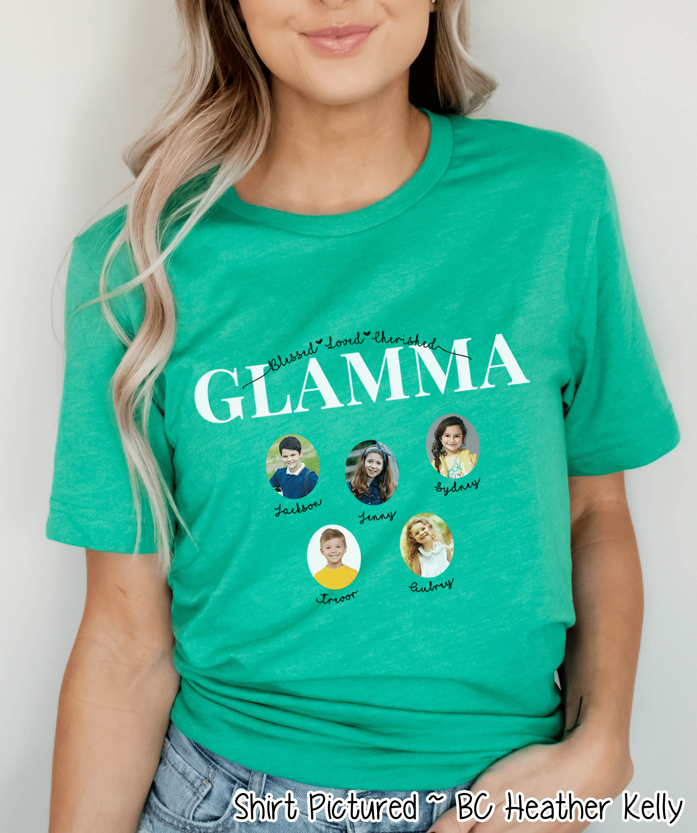 Personalized Glamma Photo Shirt ~ Individual Grandkids Photos & Names