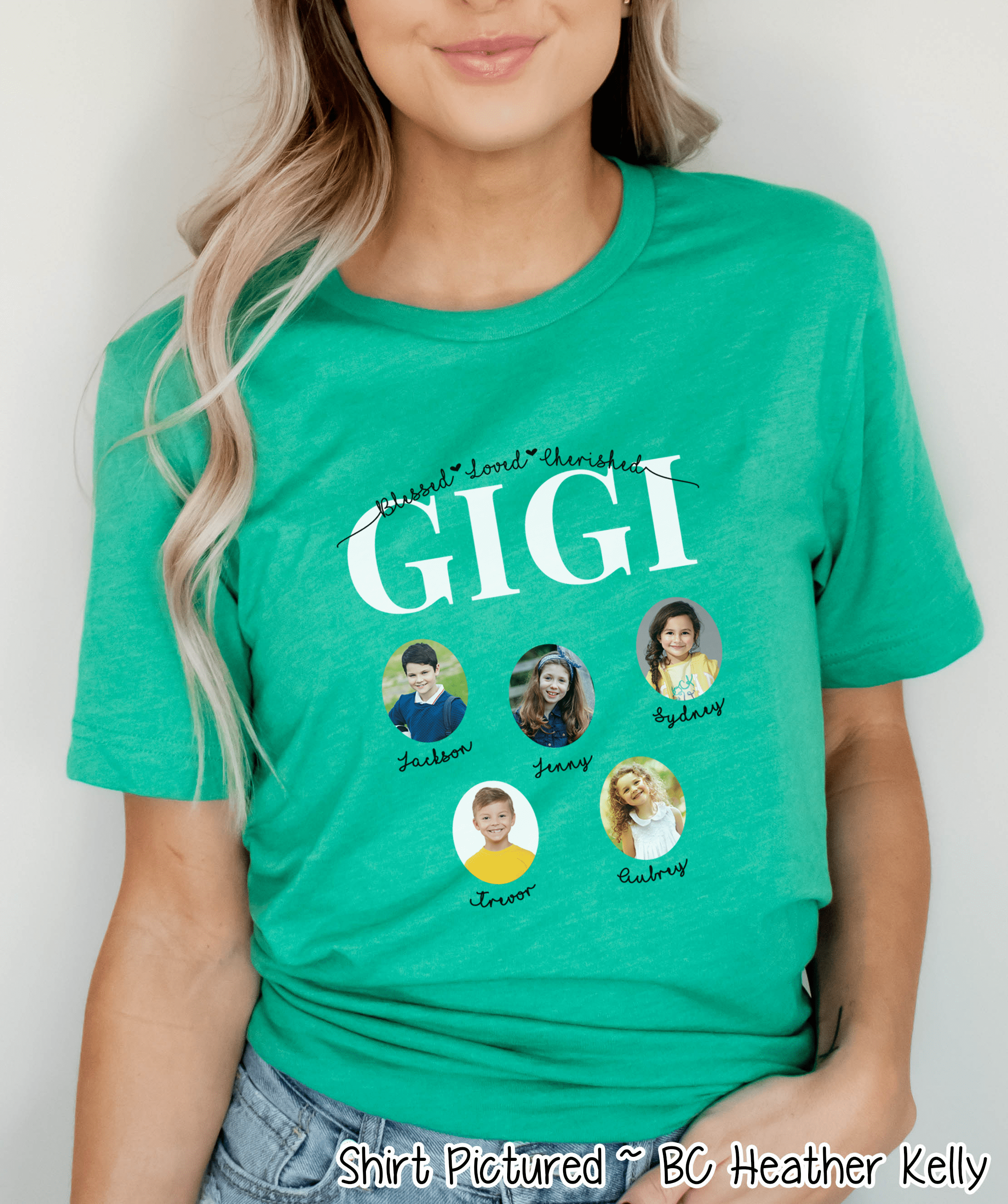 Personalized Gigi Photo Shirt ~ Individual Grandkids Photos & Names