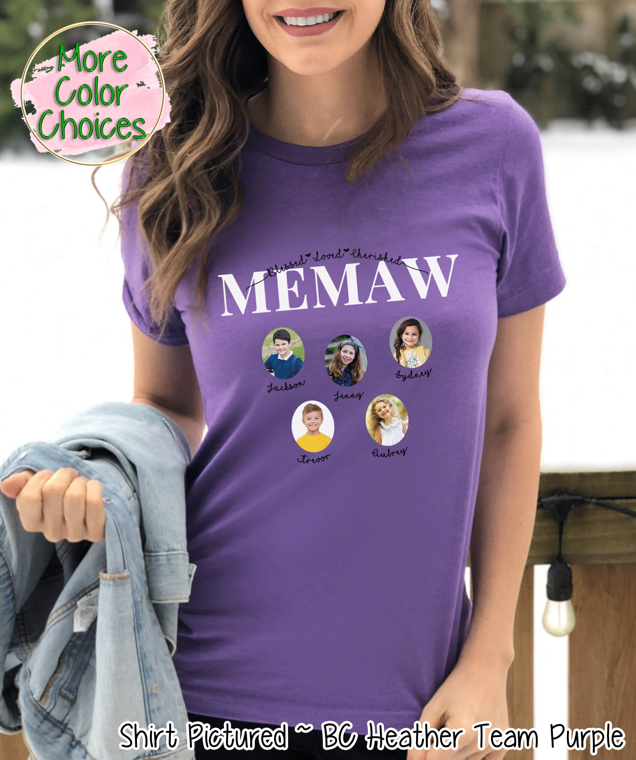 Personalized Memaw  Photo Shirt ~ Individual Grandkids Photos & Names - Too Cute Custom Designs