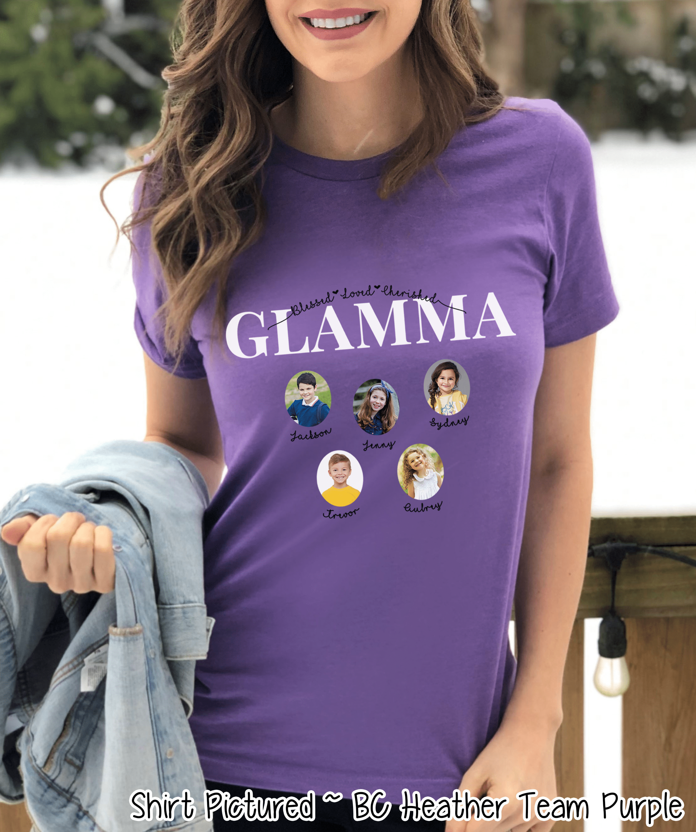 Personalized Glamma Photo Shirt ~ Individual Grandkids Photos & Names