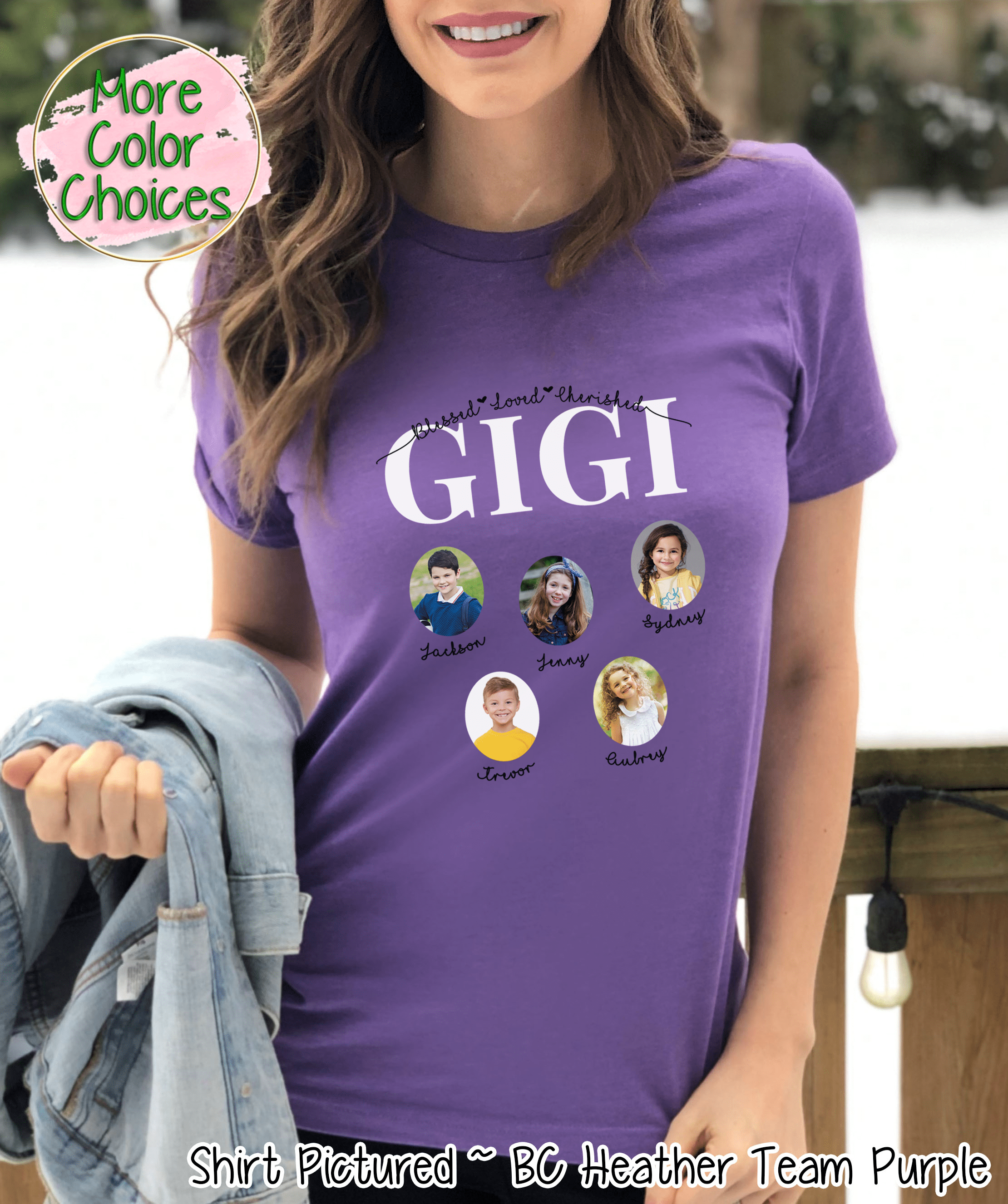 Personalized Gigi Photo Shirt ~ Individual Grandkids Photos & Names