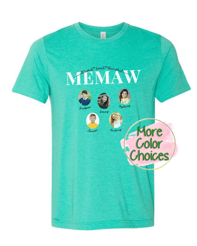 Personalized Memaw  Photo Shirt ~ Individual Grandkids Photos & Names - Too Cute Custom Designs