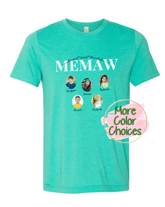 Personalized Memaw  Photo Shirt ~ Individual Grandkids Photos & Names - Too Cute Custom Designs