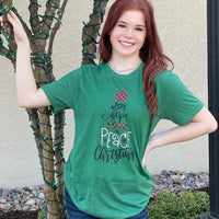 Peace Love Joy Word Art Christmas Tree Tee