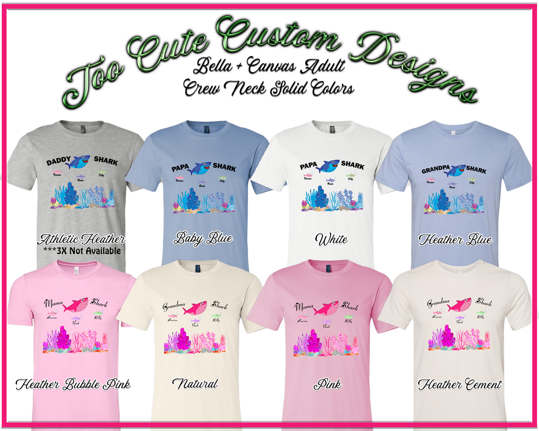 Custom Mama-Daddy-Grandma-Grandpa Baby Shark Tee - Too Cute Custom Designs