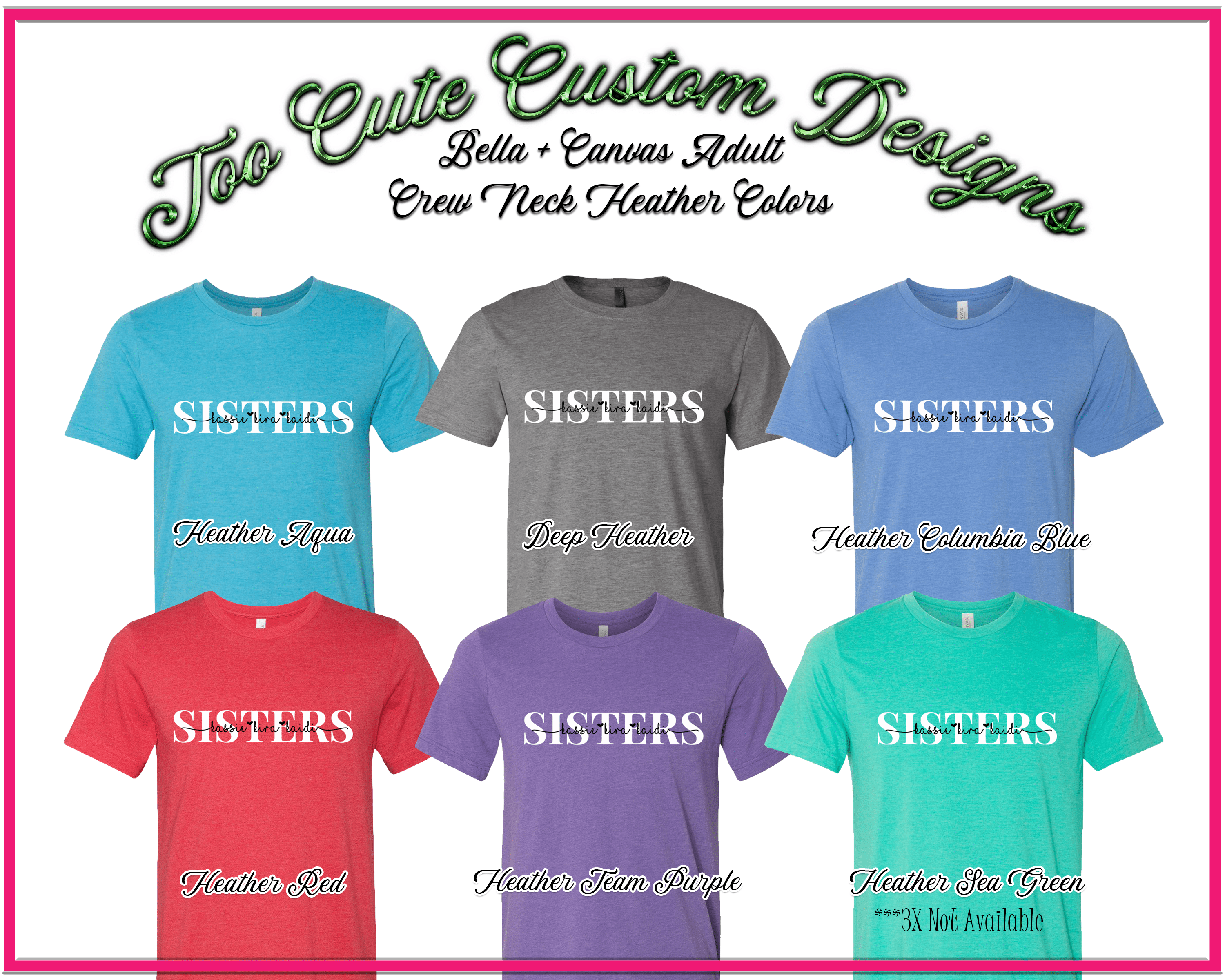 Sisters Custom Names Tee - Too Cute Custom Designs