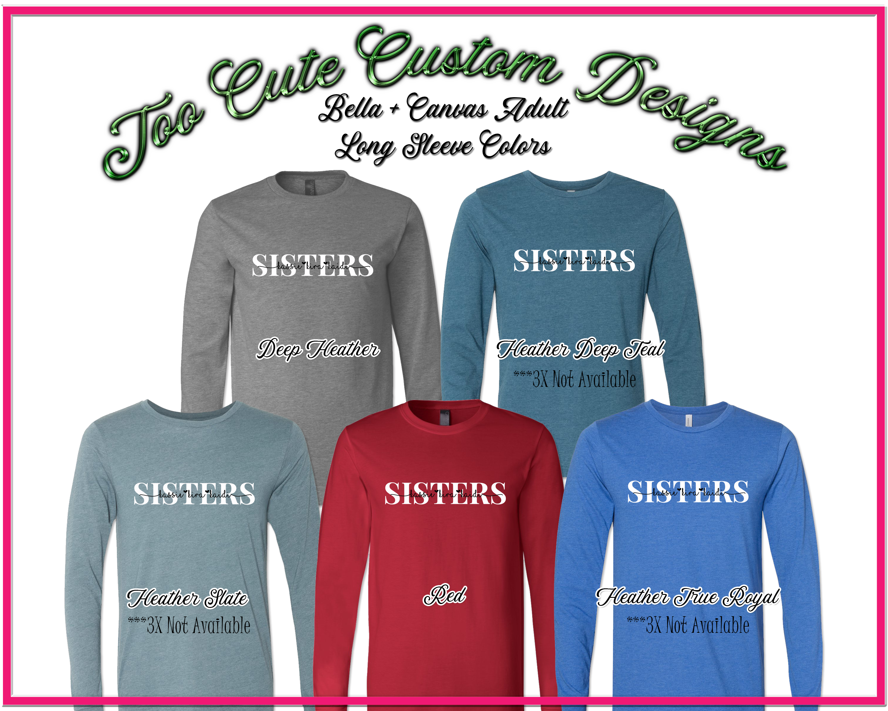 Sisters Custom Names Tee - Too Cute Custom Designs