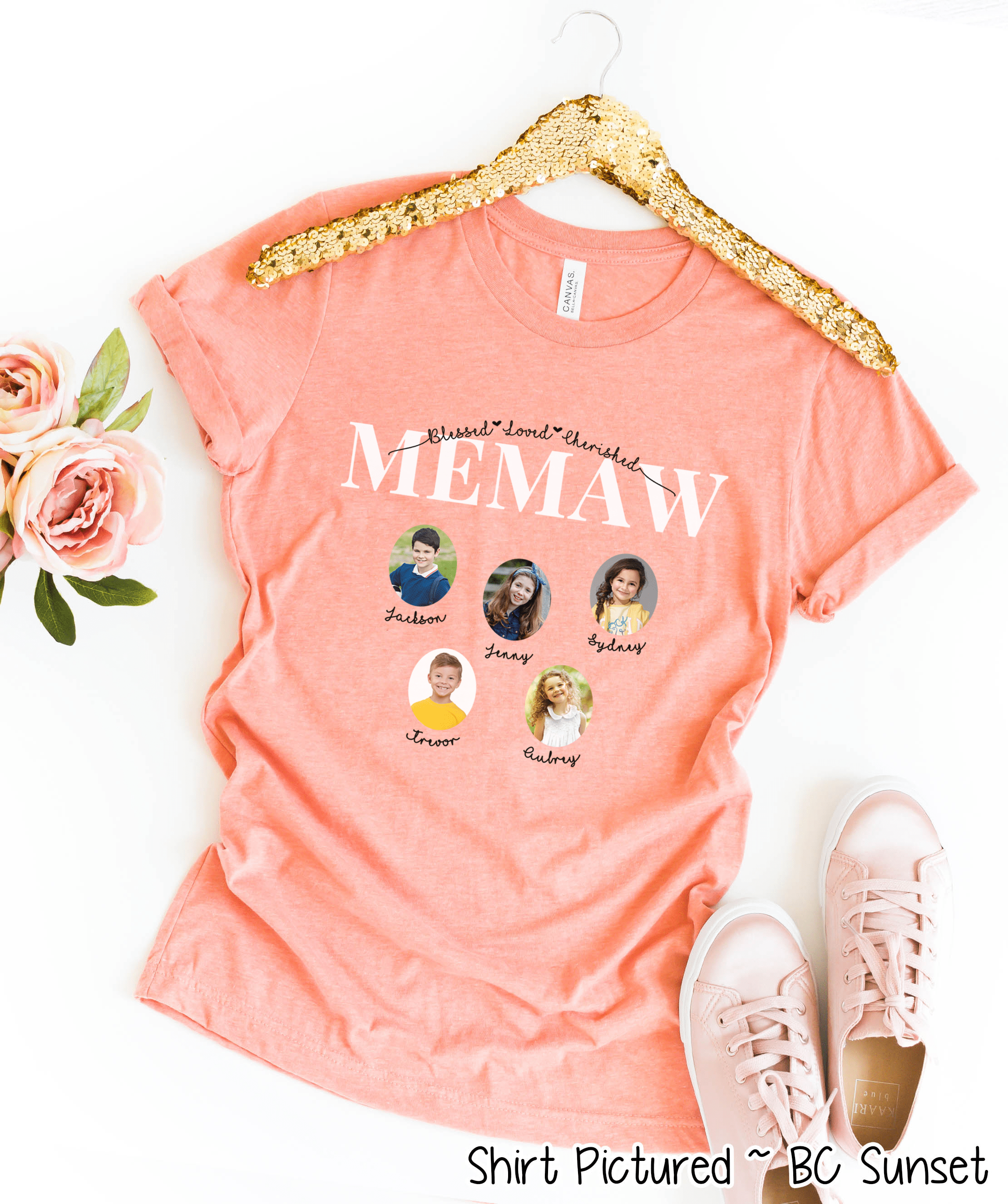 Personalized Memaw  Photo Shirt ~ Individual Grandkids Photos & Names - Too Cute Custom Designs