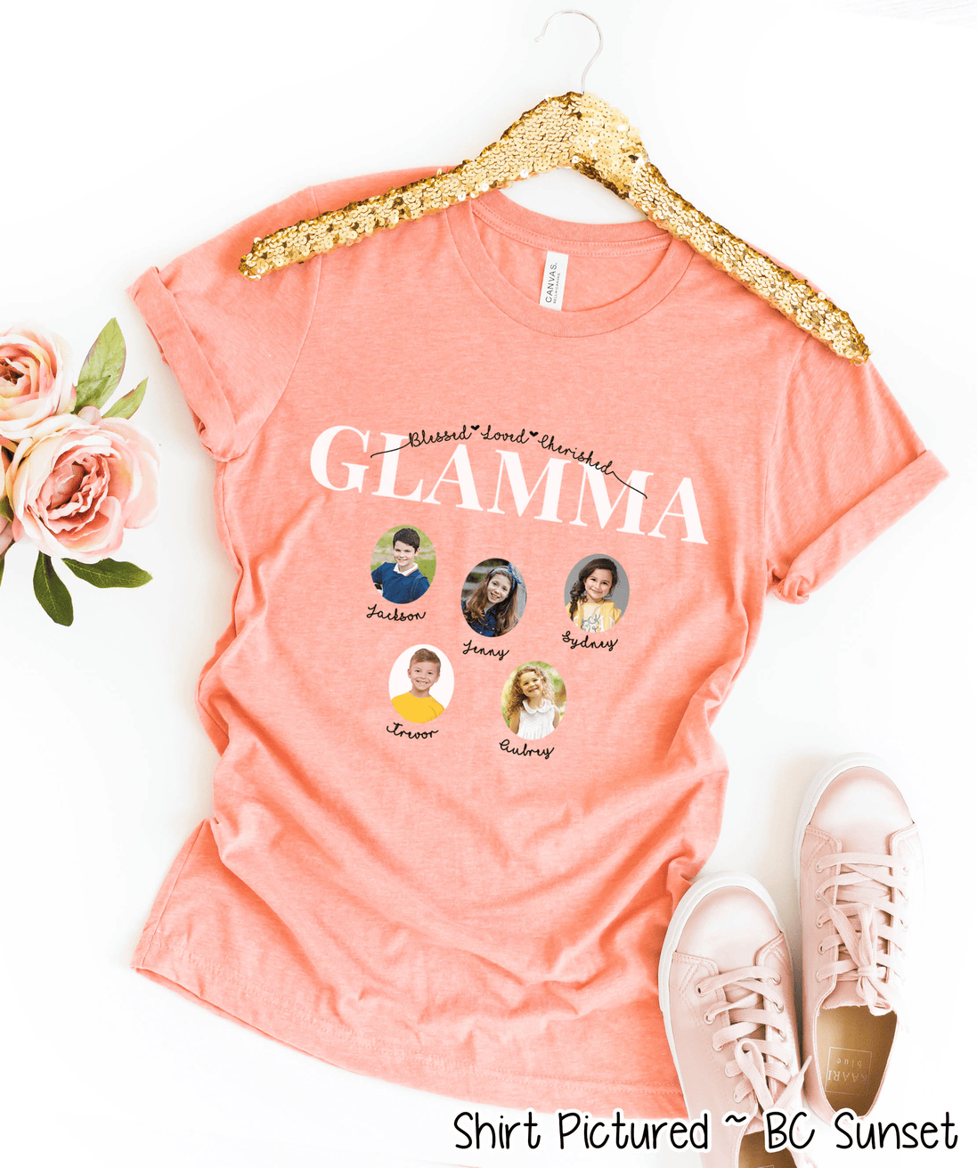 Personalized Glamma Photo Shirt ~ Individual Grandkids Photos & Names