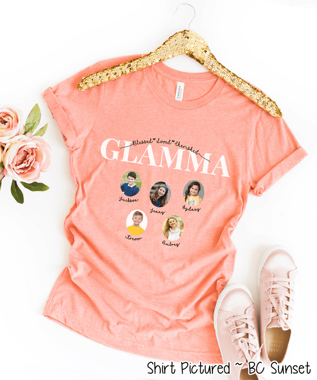 Personalized Glamma Photo Shirt ~ Individual Grandkids Photos & Names
