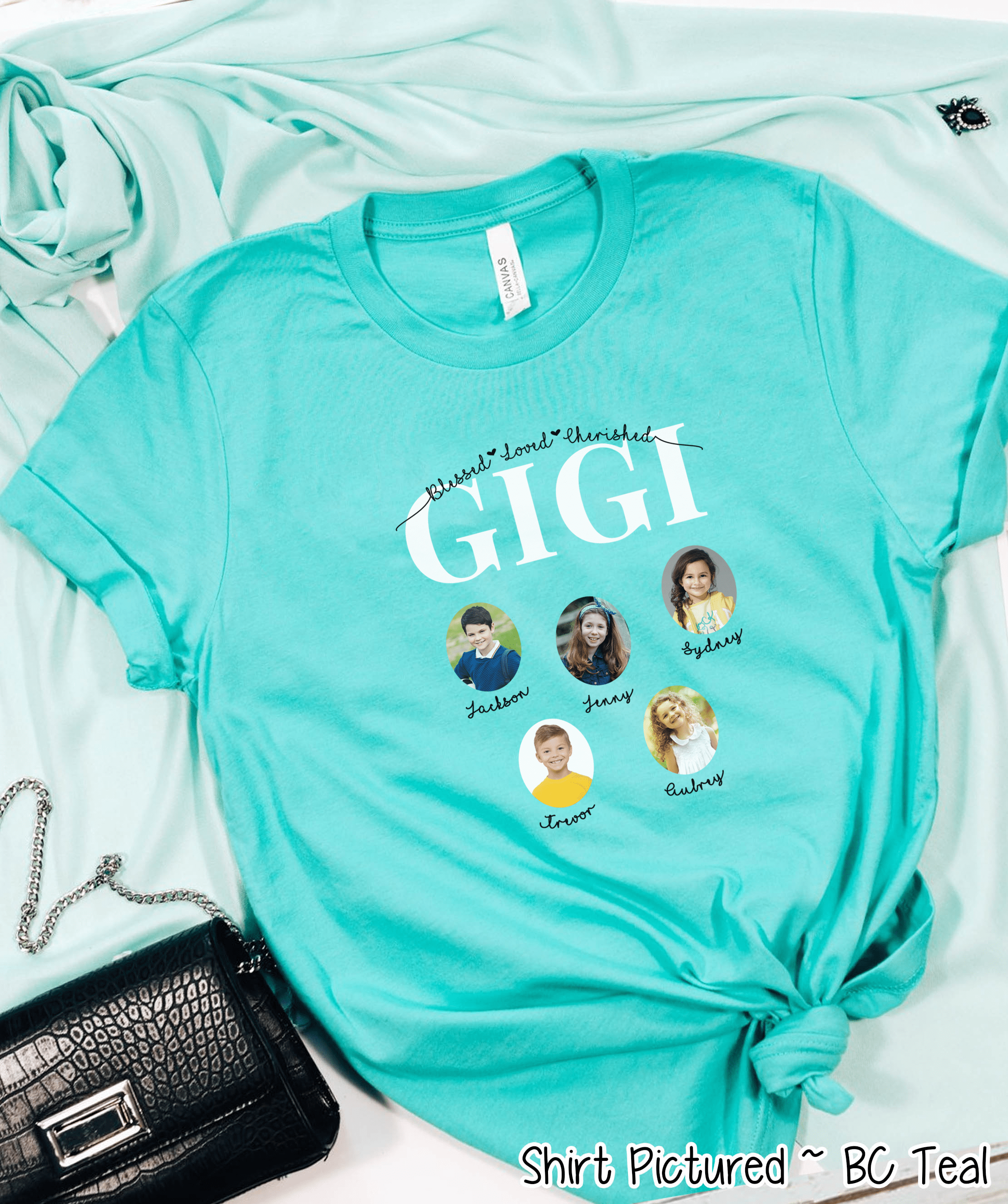 Personalized Gigi Photo Shirt ~ Individual Grandkids Photos & Names