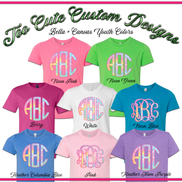 Pastel Tie Dye BIG Monogram Tee - Too Cute Custom Designs