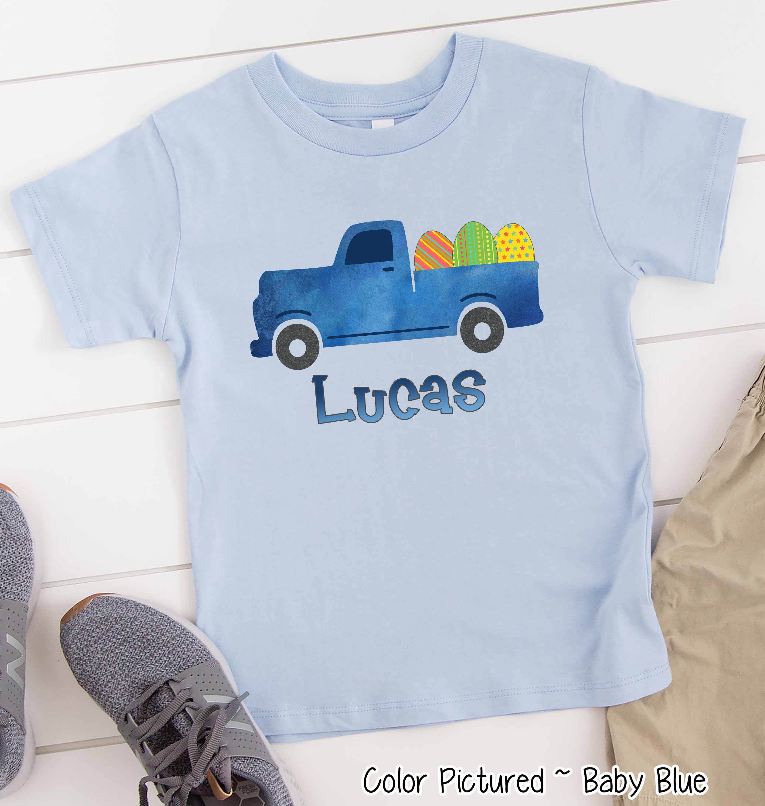Personalized Easter Truck with Custom Name Easter Day Tee