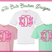 Lilly Inspired Preppy Rose Print BIG Monogram Tee - Too Cute Custom Designs