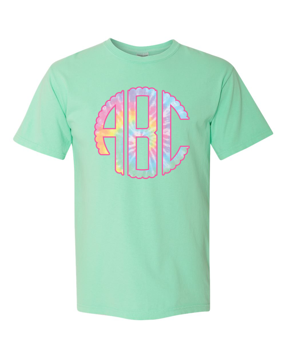 Pastel Tie Dye BIG Monogram Tee - Too Cute Custom Designs