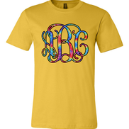 Primary Tie Dye BIG Monogram Tee - Too Cute Custom Designs