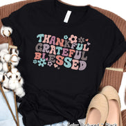 Retro Thankful Grateful Blessed Thanksgiving Fall Raglan Tee