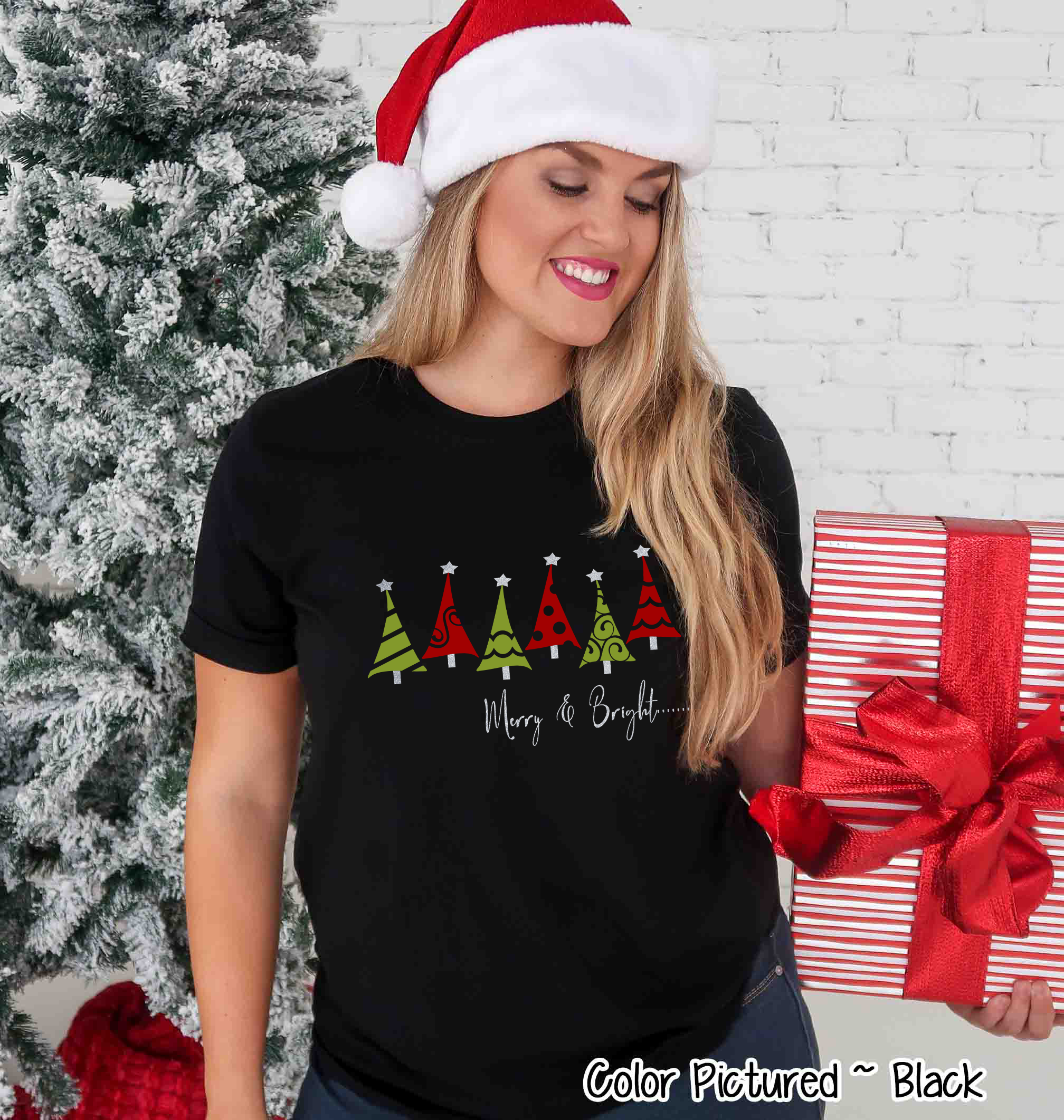 Merry & Bright Christmas Tree Row Tee